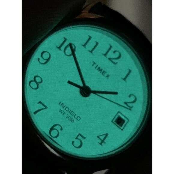 Timex Women's Watch T2N525 Quartz Indiglo Black Dial Leather Strap 25mm - Picture 7 of 13